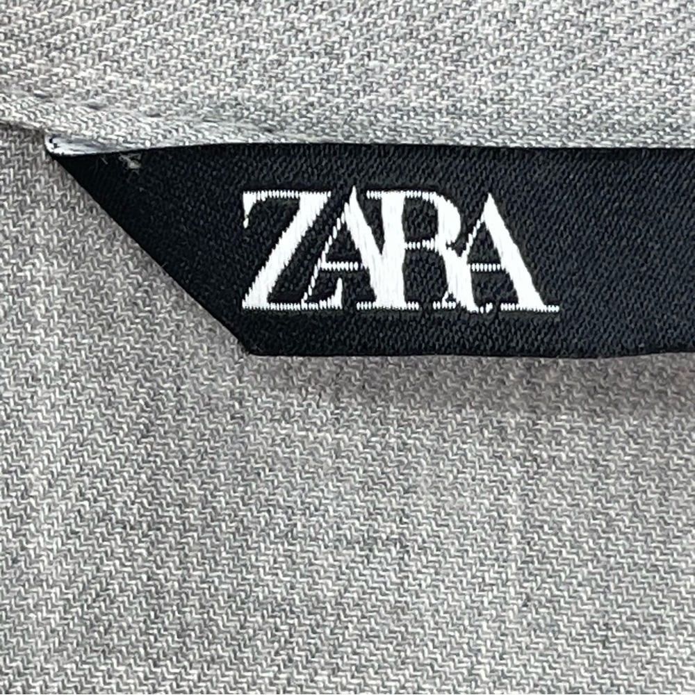 Zara Pom Polka Dot Babydoll Mini Contrast Dress Gray White Shirt Size Medium - Picture 12 of 15